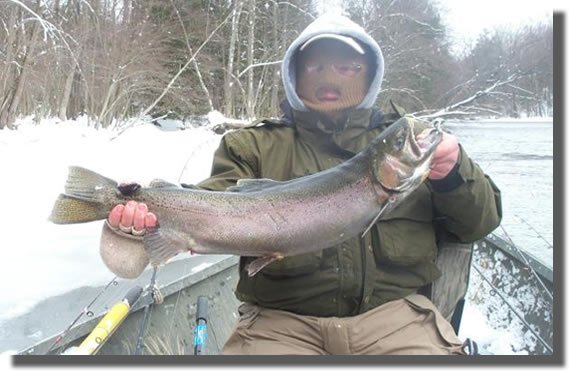 Drift boat steelhead fishing along the Salmon River in Pulaski NY.