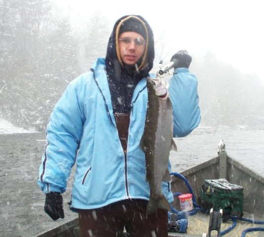 Drift boat fishing the Salmon River in Pulaski NY.