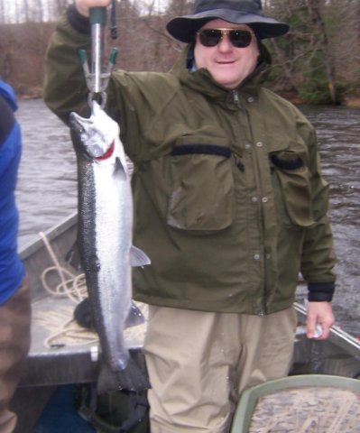 Drift boat fishing for steelhead on the Salmon River in Pulaski NY.