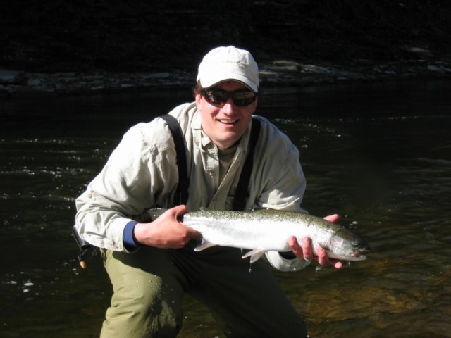 Drift boat fishing for steelhead, Salmon River Pulaski NY