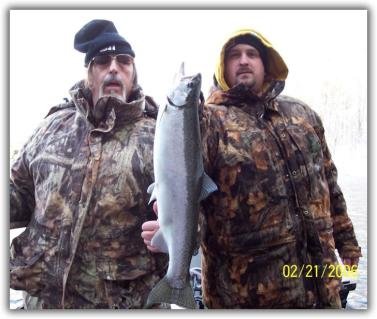 Steelhead fishing from the drift boat on Salmon River, Pulaski NY.